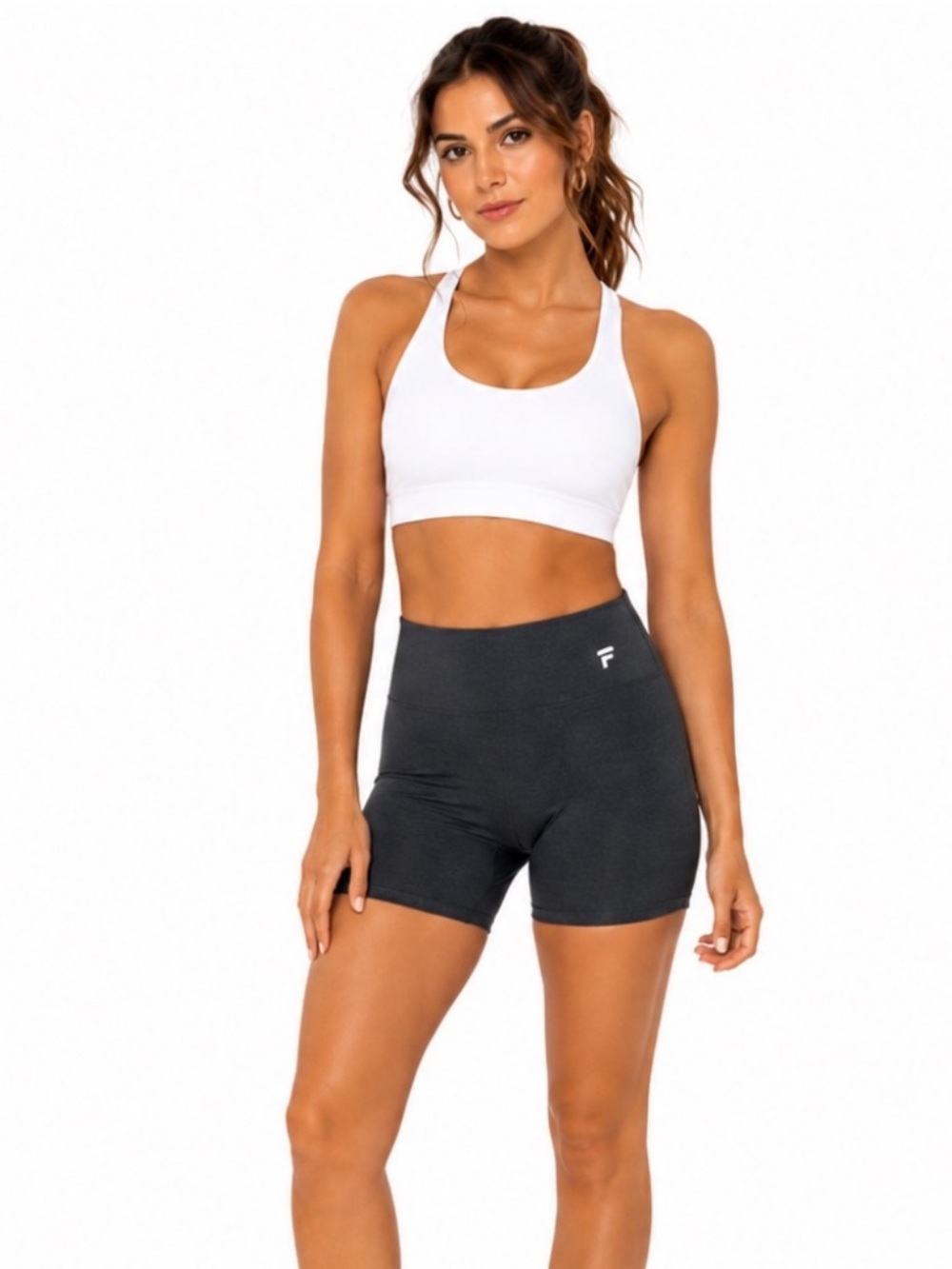 FILA Gray Bike Shorts Women’s High Rise Stretch Activewear, M